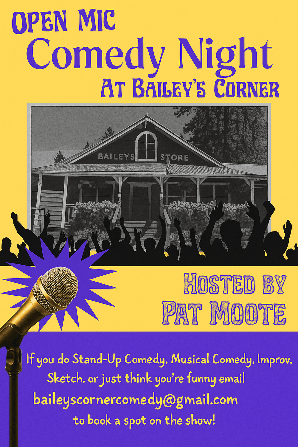 Pat Moote, host of Open Mic Comedy